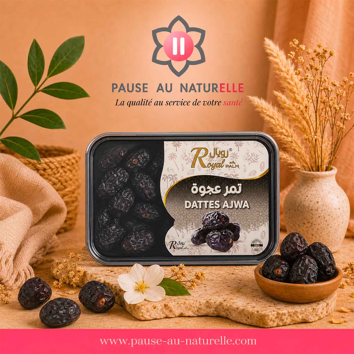 Tâmaras Ajwa de Medina - Tâmaras pretas da Arábia Saudita - 400g
