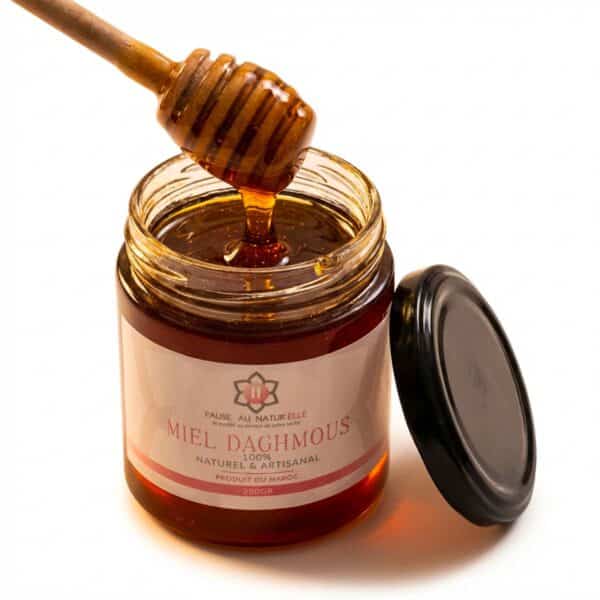 Miel de daghmous picante (miel de cactus Euphorbia) de Marruecos Tarro abierto de 250 g
