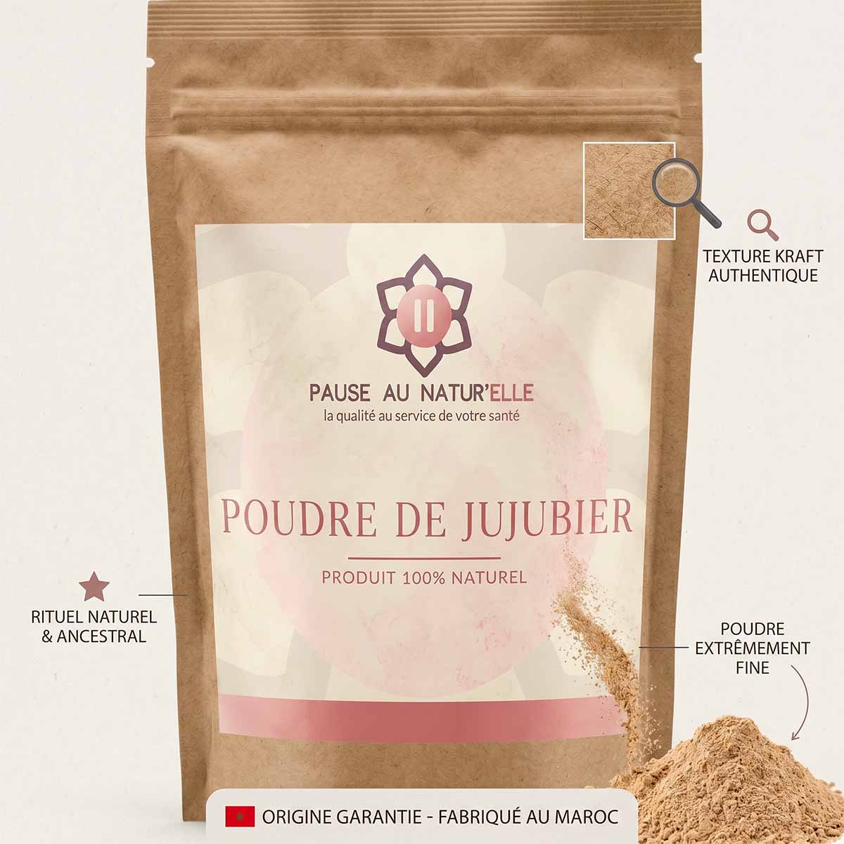 Poudre de jujubier marocaine naturelle - Sidr du Maroc en poudre - 50g infos