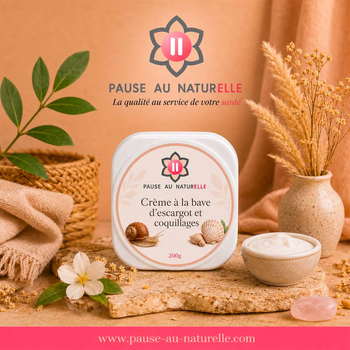 Crème à la bave d'escargot et coquillages - Cosmétique marocain 200g