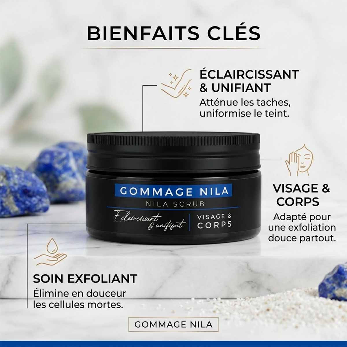 Gommage à la nila - Exfoliant éclaircissant & unifiant - Visage & corps bienfaits