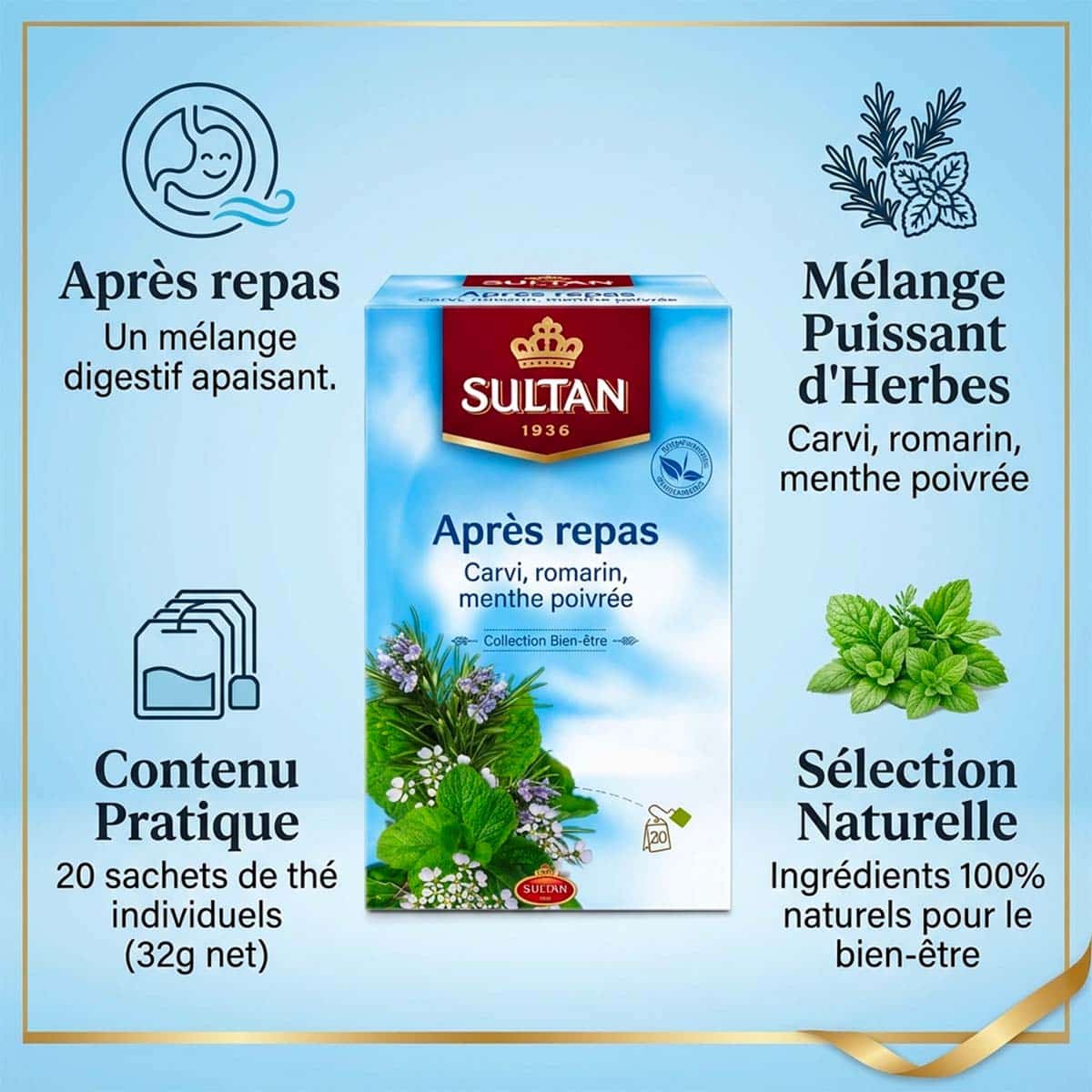 Thé Sultan après repas (20 sachets) bienfaits