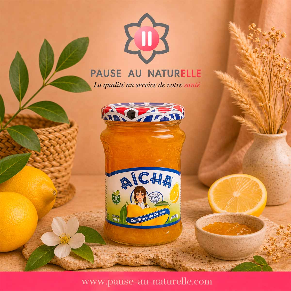 Tarro de mermelada de limones «Aïcha», 240 g, mermelada marroquí