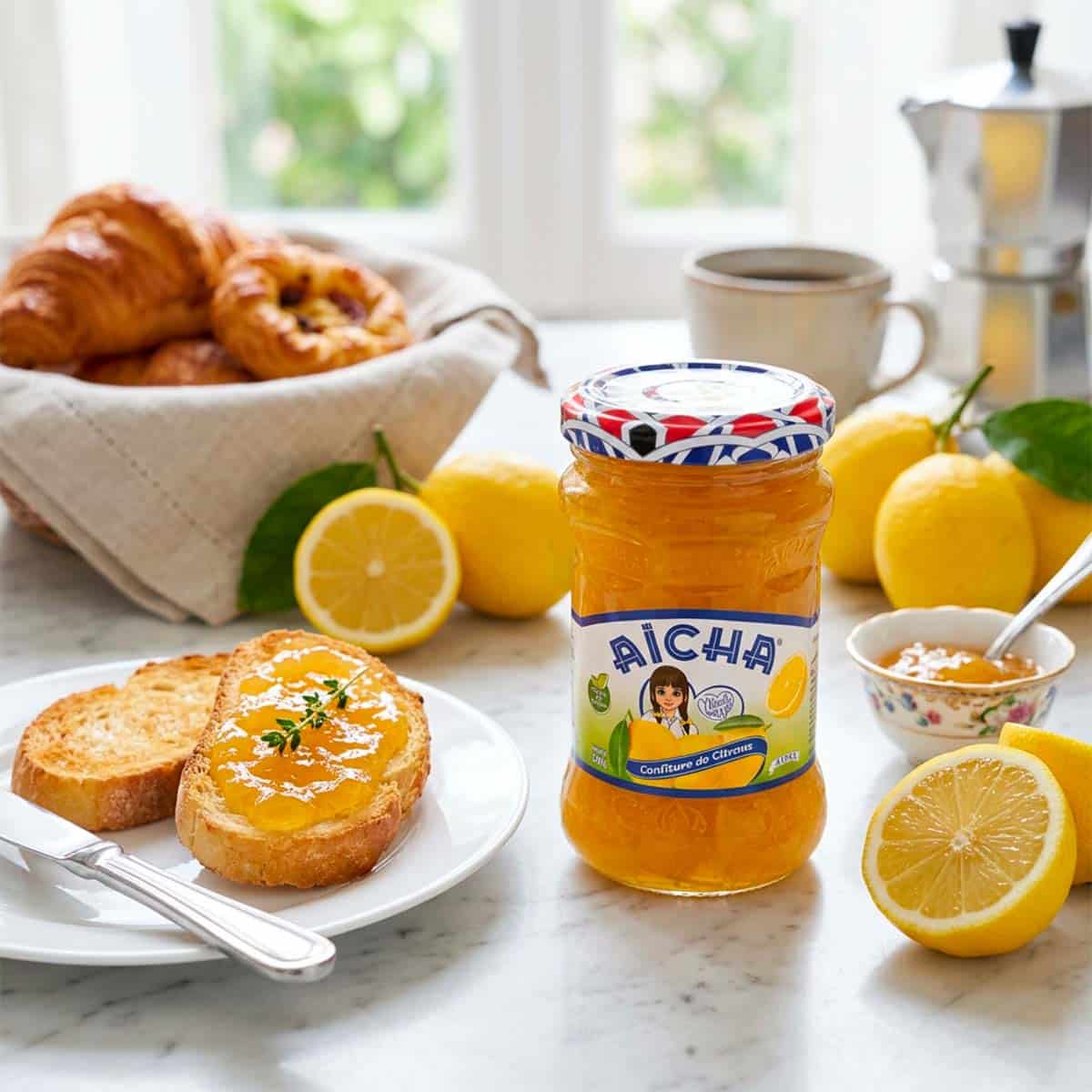 Tostada con mermelada de limones de Aïcha y limones frescos