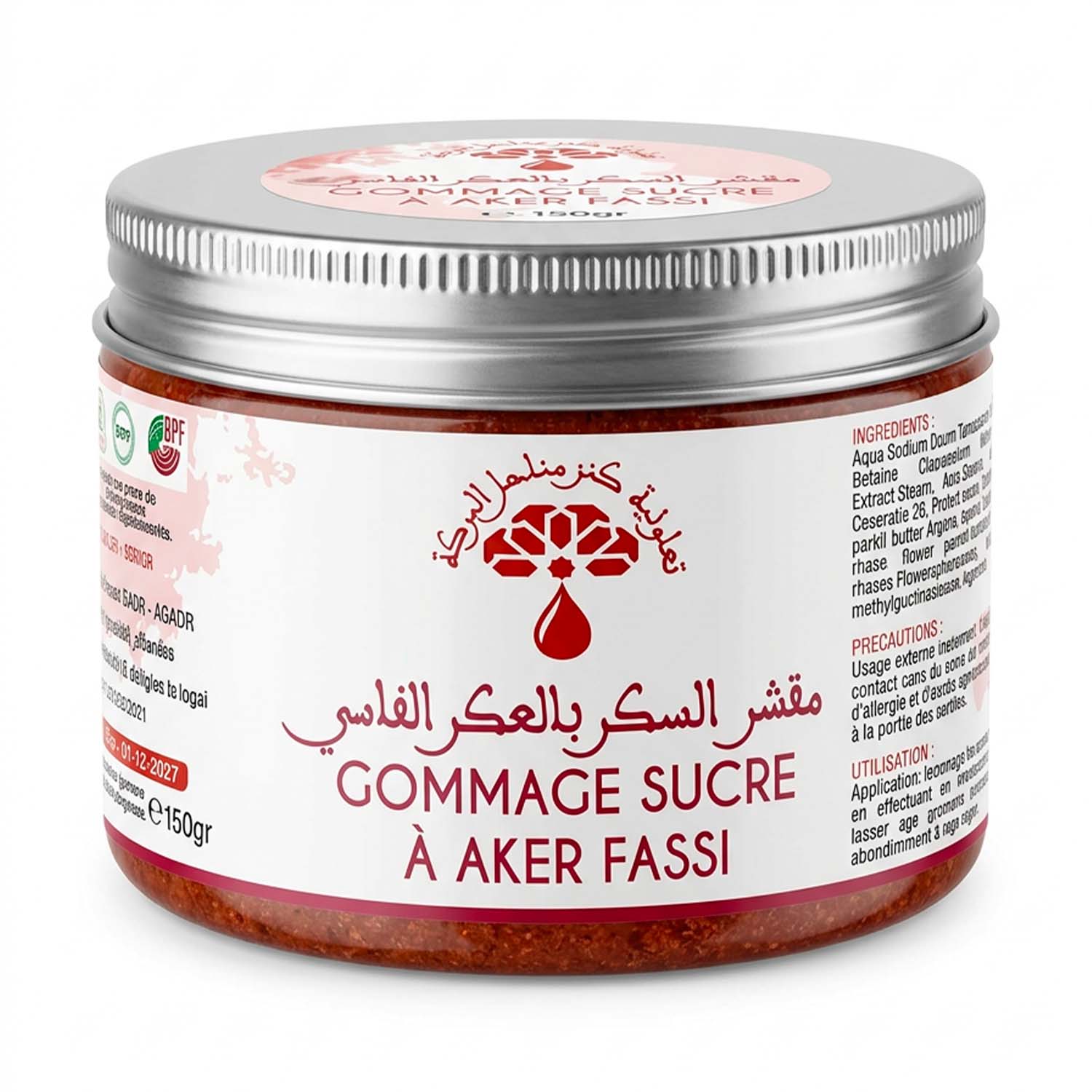 Gommage corps au sucre et aker fassi - Pot de 150g fond blanc
