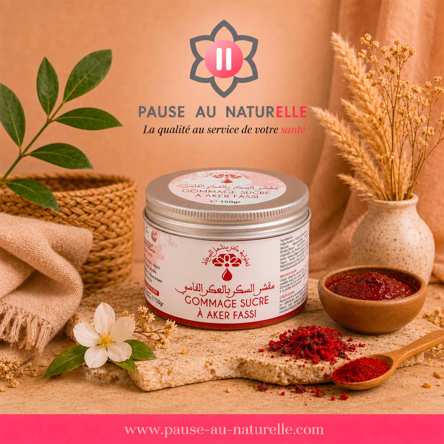 Gommage corps au sucre et aker fassi - Pot de 150g