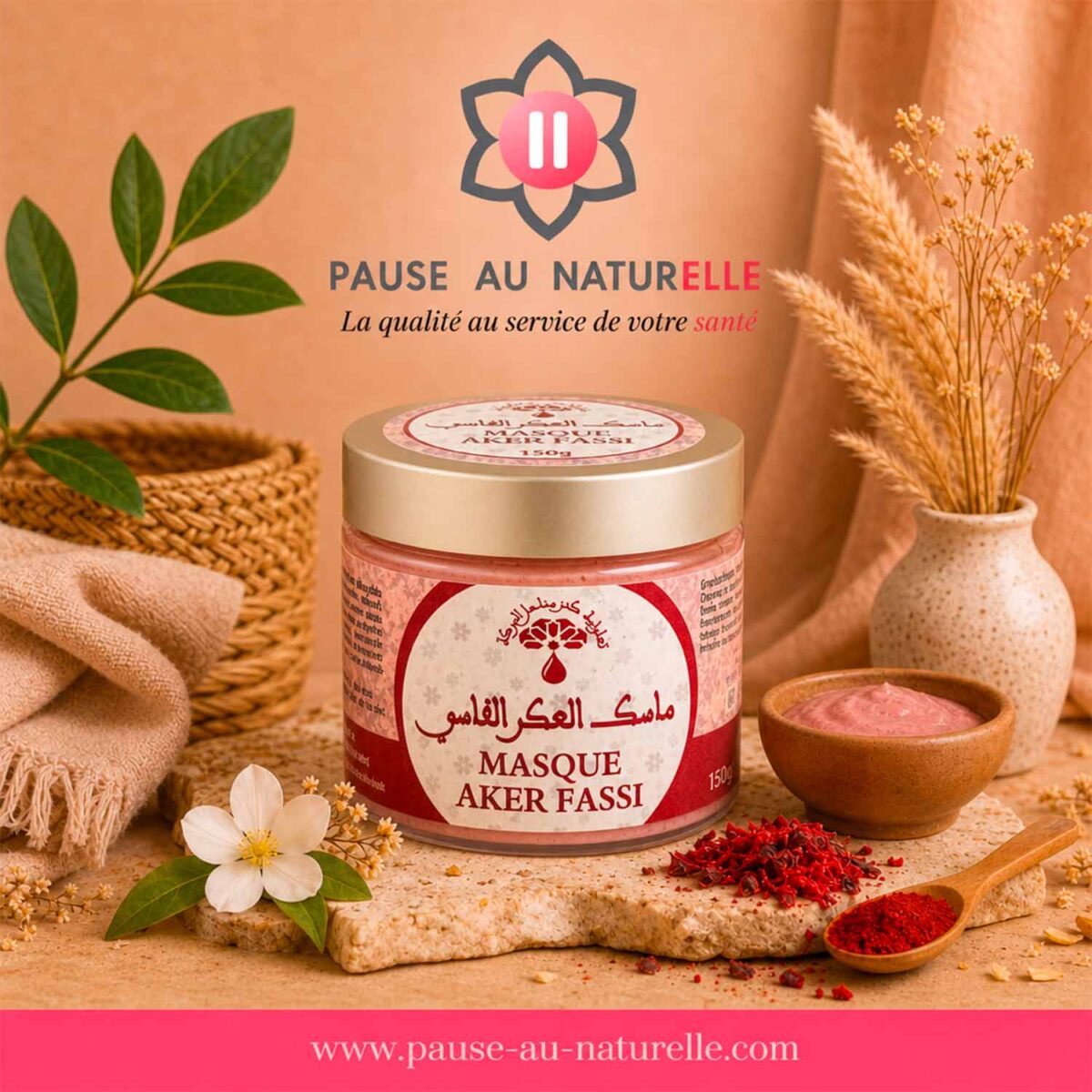 Maschera all'aker fassi - Trattamento viso tradizionale - Vasetto da 150 g