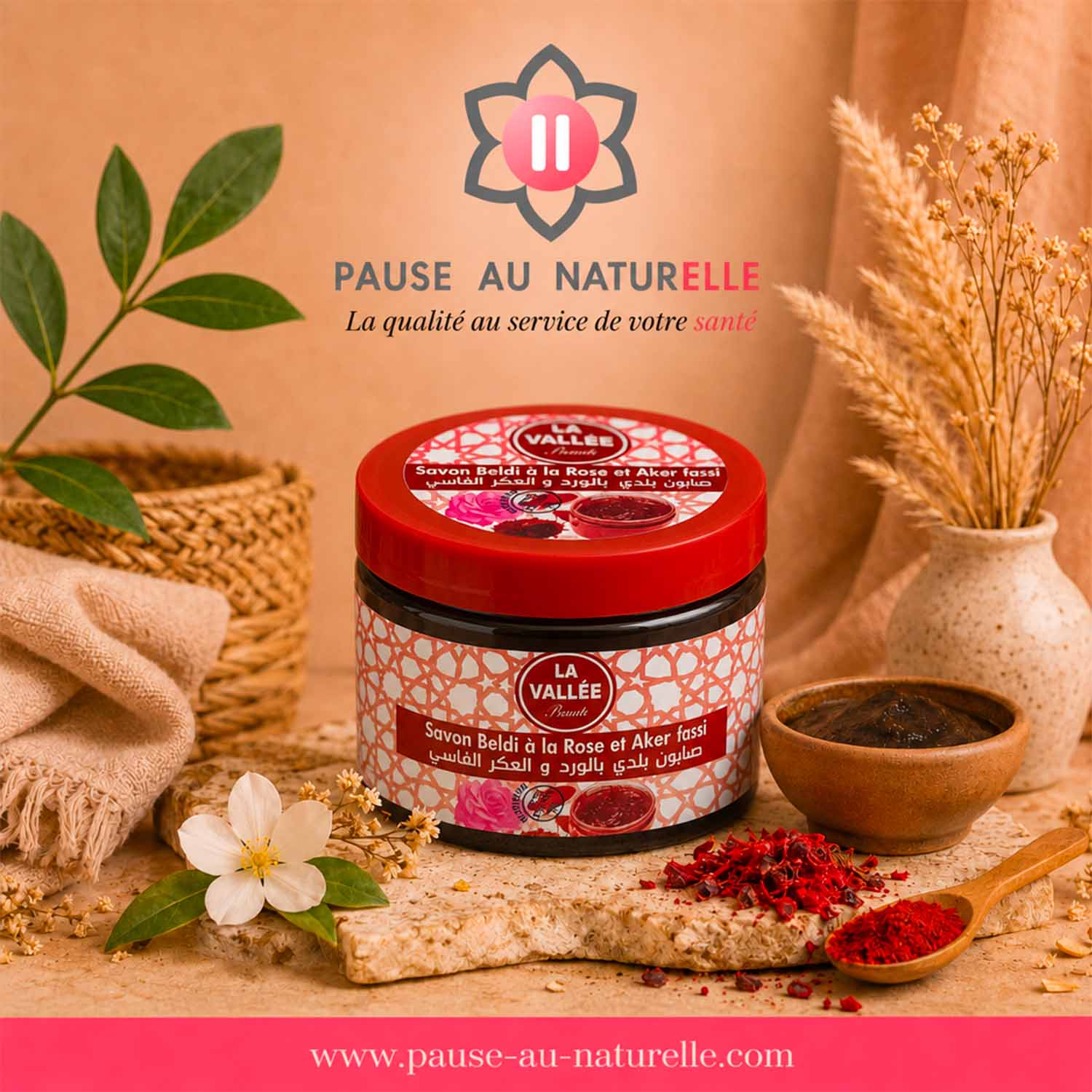 Savon à la rose et aker fassi – Savon beldi marocain – 200g